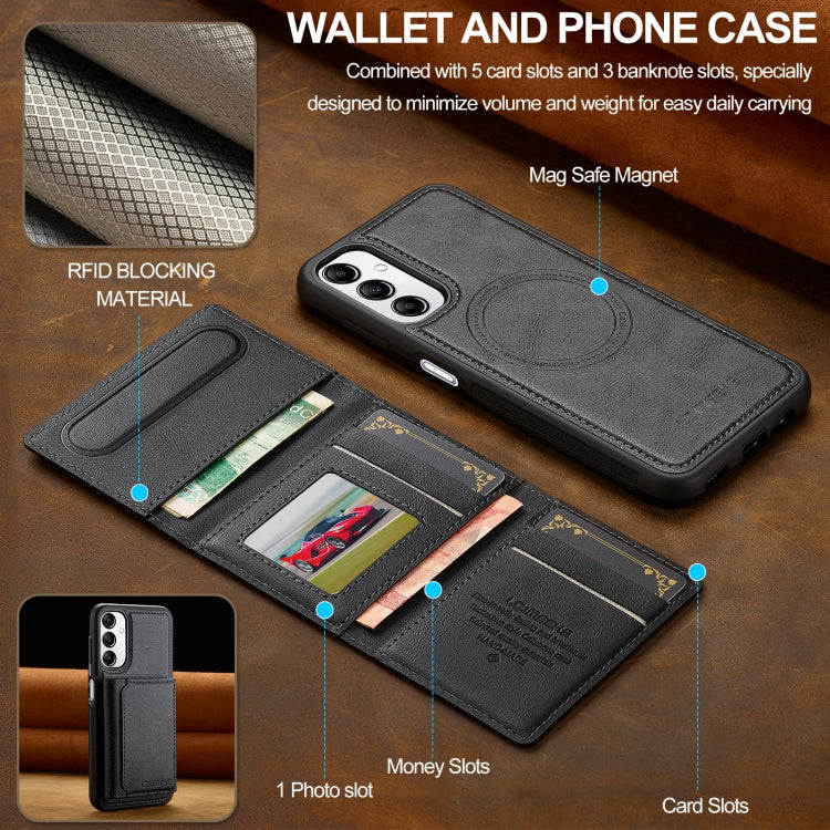 For Samsung Galaxy A14 5G / 4G LC.IMEEKE L5 Series Detachable RFID Card Bag Magsafe Phone Case(Black)