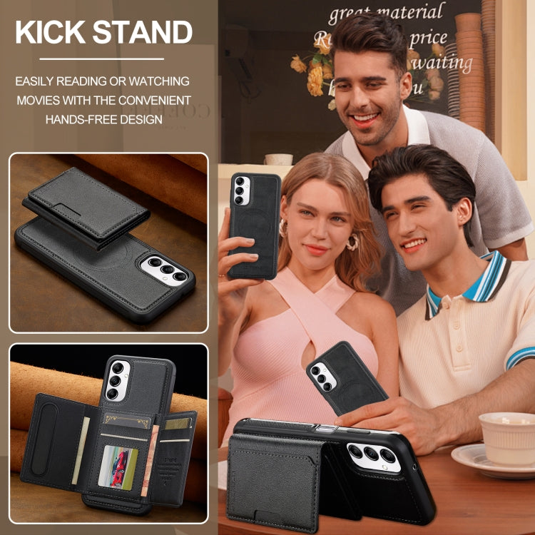 For Samsung Galaxy A14 5G / 4G LC.IMEEKE L5 Series Detachable RFID Card Bag Magsafe Phone Case(Black)