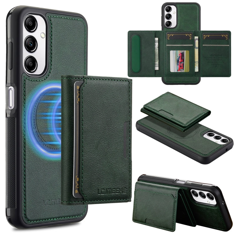 For Samsung Galaxy A14 5G / 4G LC.IMEEKE L5 Series Detachable RFID Card Bag Magsafe Phone Case(Green)