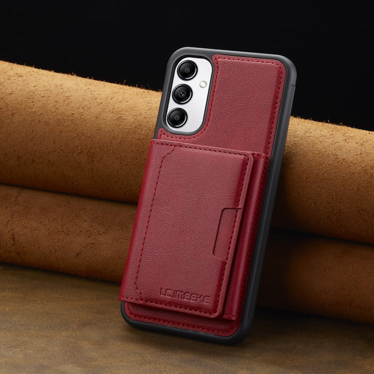 For Samsung Galaxy A14 5G / 4G LC.IMEEKE L5 Series Detachable RFID Card Bag Magsafe Phone Case(Red)