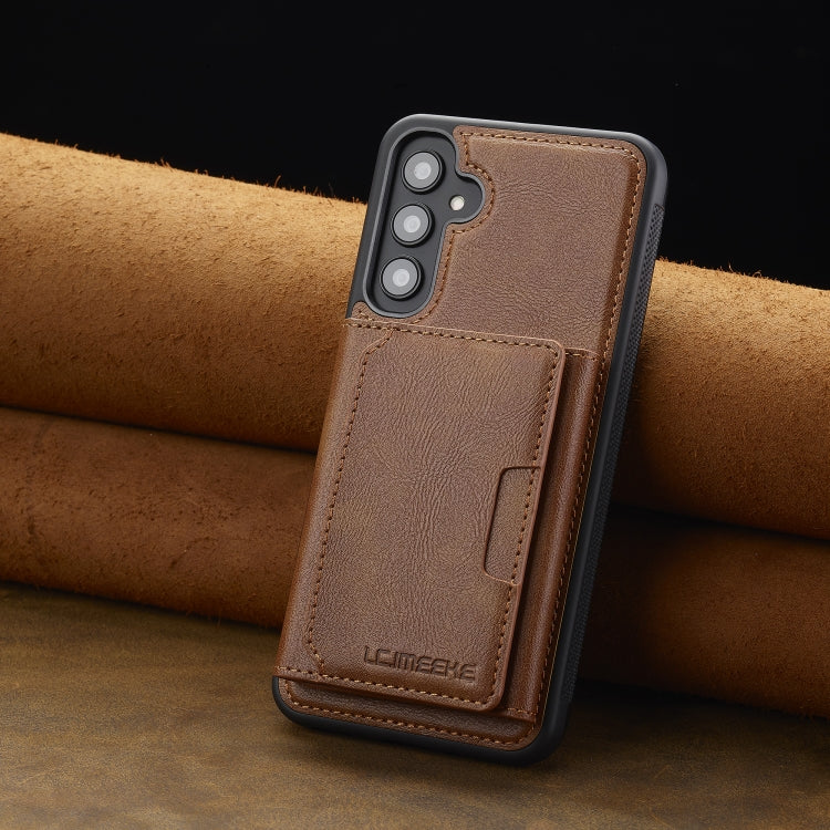 For Samsung Galaxy A15 5G / 4G LC.IMEEKE L5 Series Detachable RFID Card Bag Magsafe Phone Case(Brown)