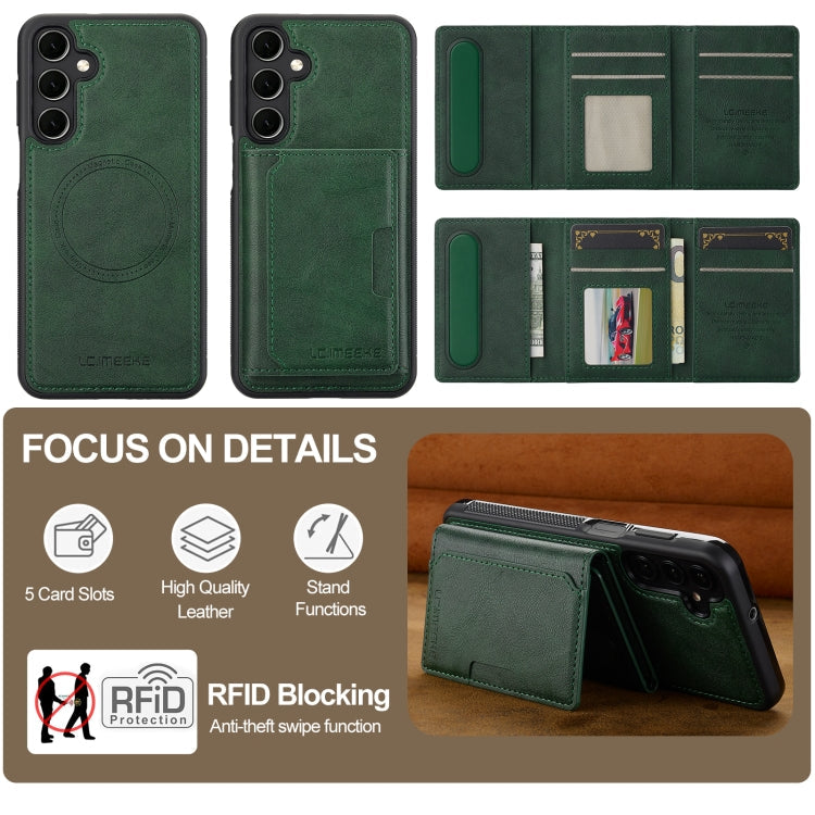For Samsung Galaxy A16 5G LC.IMEEKE L5 Series Detachable RFID Card Bag Magsafe Phone Case(Green)