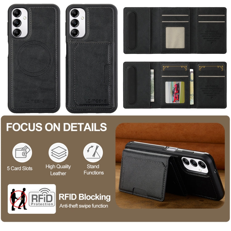 For Samsung Galaxy A34 5G LC.IMEEKE L5 Series Detachable RFID Card Bag Magsafe Phone Case(Black)
