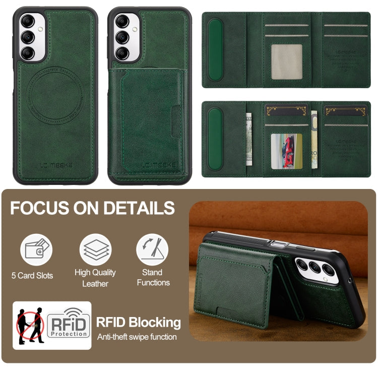 For Samsung Galaxy A34 5G LC.IMEEKE L5 Series Detachable RFID Card Bag Magsafe Phone Case(Green)