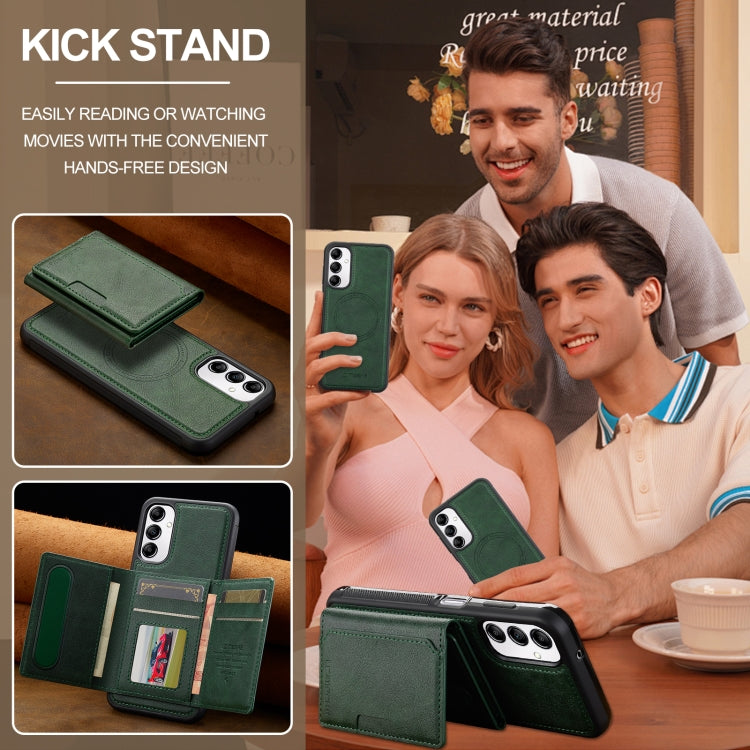For Samsung Galaxy A34 5G LC.IMEEKE L5 Series Detachable RFID Card Bag Magsafe Phone Case(Green)
