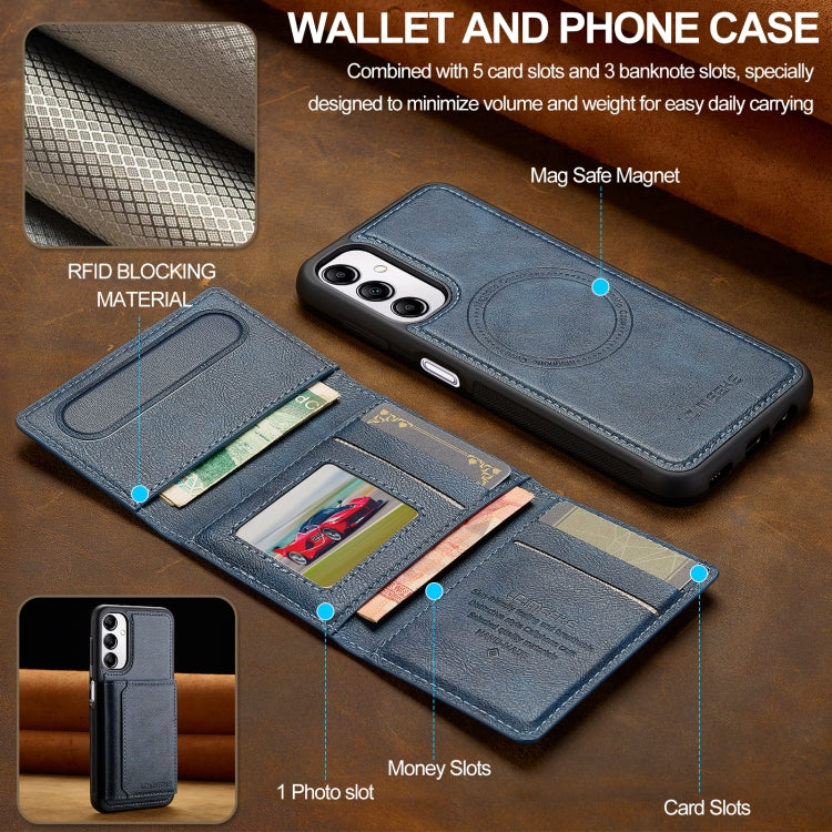 For Samsung Galaxy A54 5G LC.IMEEKE L5 Series Detachable RFID Card Bag Magsafe Phone Case(Blue)