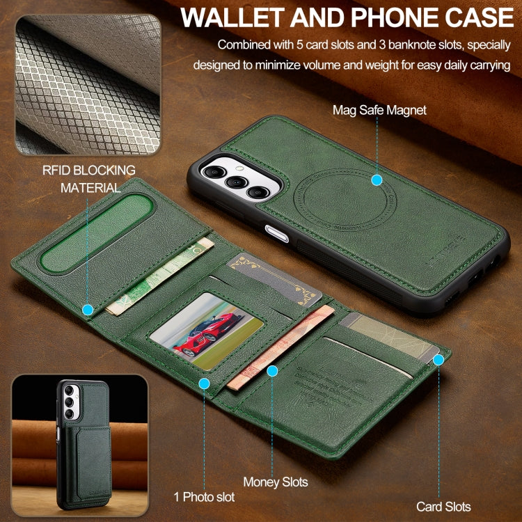 For Samsung Galaxy A54 5G LC.IMEEKE L5 Series Detachable RFID Card Bag Magsafe Phone Case(Green)