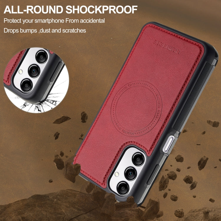 For Samsung Galaxy A54 5G LC.IMEEKE L5 Series Detachable RFID Card Bag Magsafe Phone Case(Red)