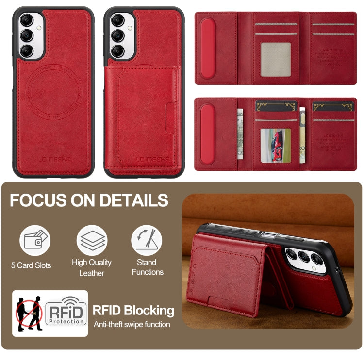 For Samsung Galaxy A54 5G LC.IMEEKE L5 Series Detachable RFID Card Bag Magsafe Phone Case(Red)