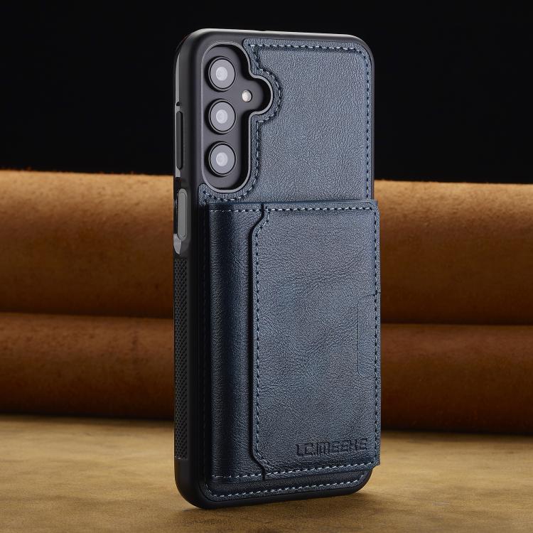 For Samsung Galaxy A56 5G LC.IMEEKE L5 Series Detachable RFID Card Bag Magsafe Phone Case(Blue)