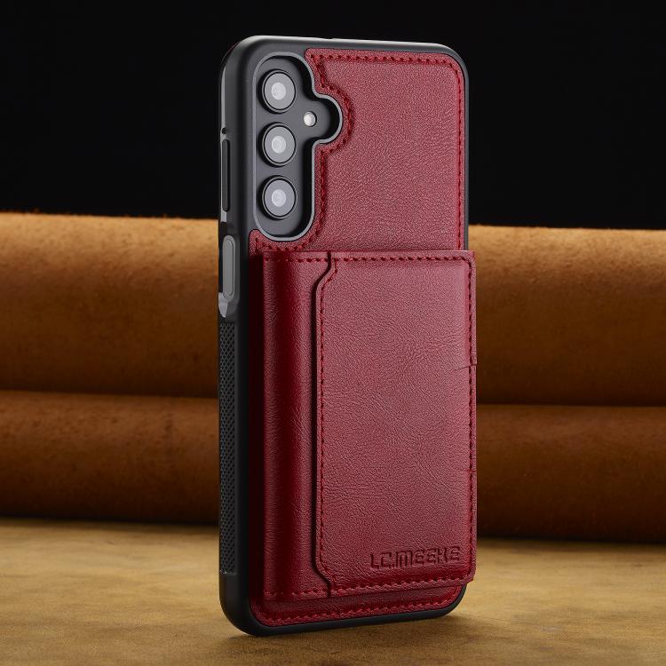 For Samsung Galaxy A56 5G LC.IMEEKE L5 Series Detachable RFID Card Bag Magsafe Phone Case(Red)