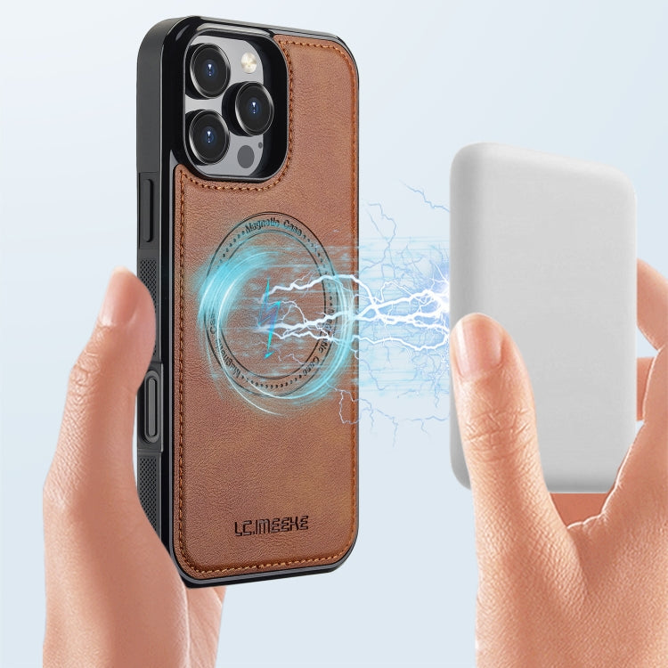 For iPhone 16 Pro LC.IMEEKE Magsafe Phone Case(Brown)