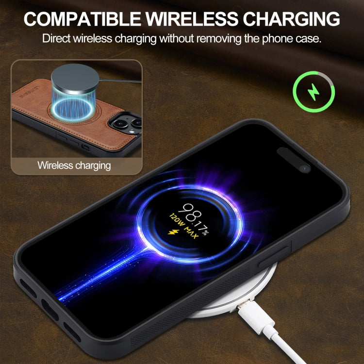 For iPhone 15 Plus / 14 Plus LC.IMEEKE Magsafe Phone Case(Brown)