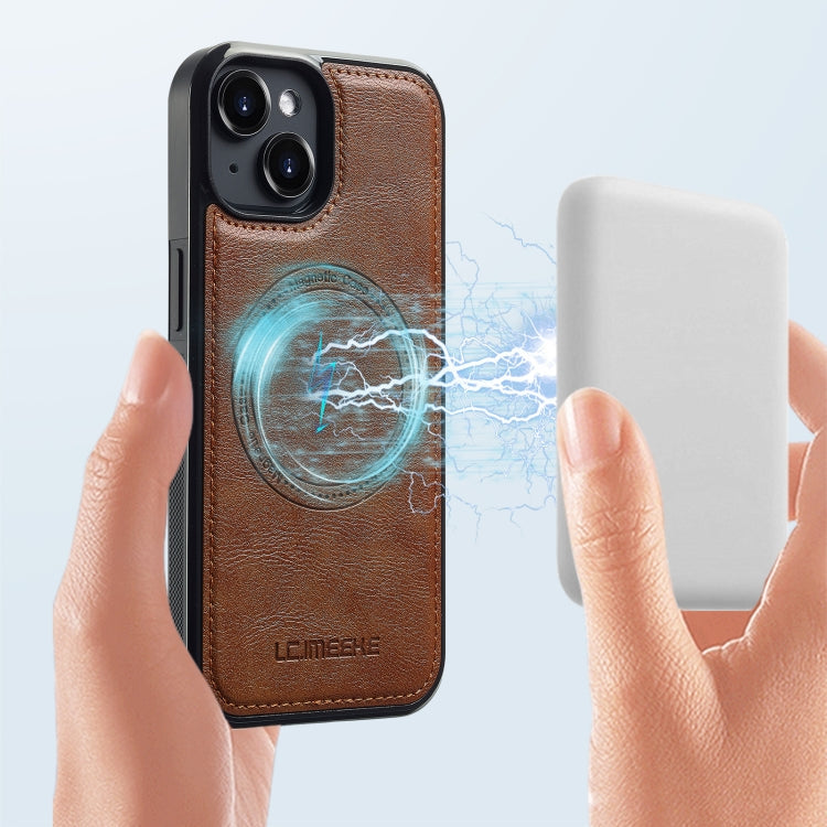 For iPhone 15 LC.IMEEKE Magsafe Phone Case(Brown)