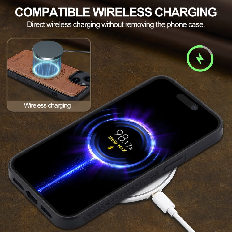 For iPhone 14 / 13 LC.IMEEKE Magsafe Phone Case(Brown)