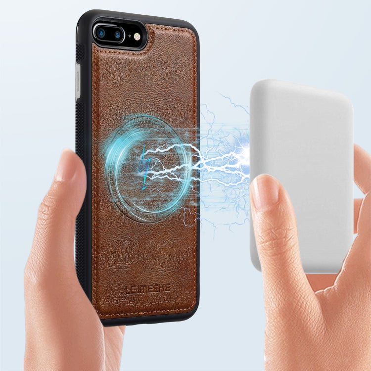 For iPhone 8 Plus / 7 Plus LC.IMEEKE Magsafe Phone Case(Brown)