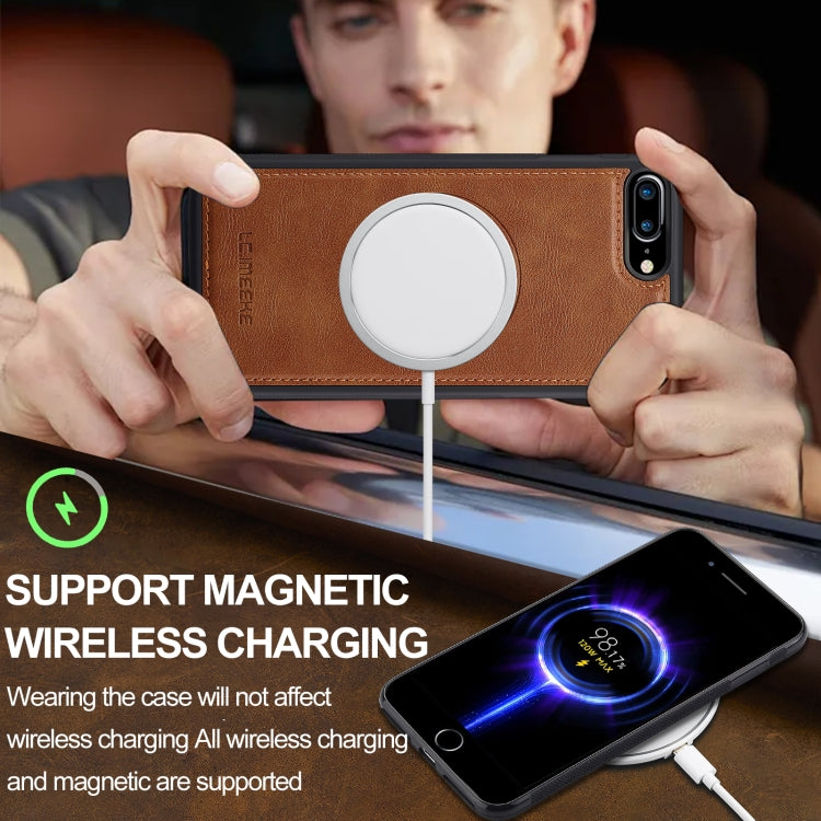 For iPhone 8 Plus / 7 Plus LC.IMEEKE Magsafe Phone Case(Brown)