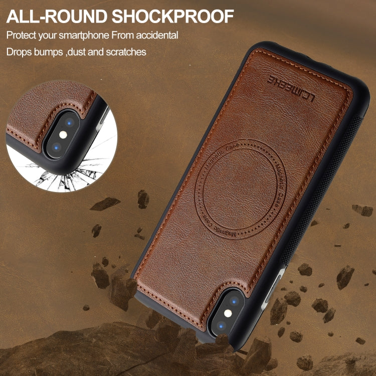 For iPhone XR LC.IMEEKE Magsafe Phone Case(Brown)
