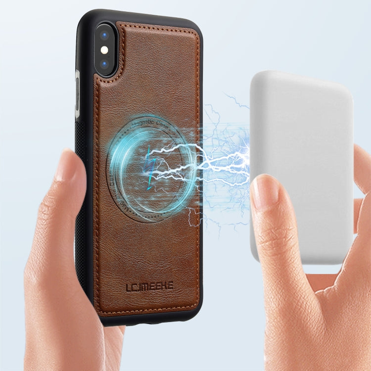 For iPhone XR LC.IMEEKE Magsafe Phone Case(Brown)