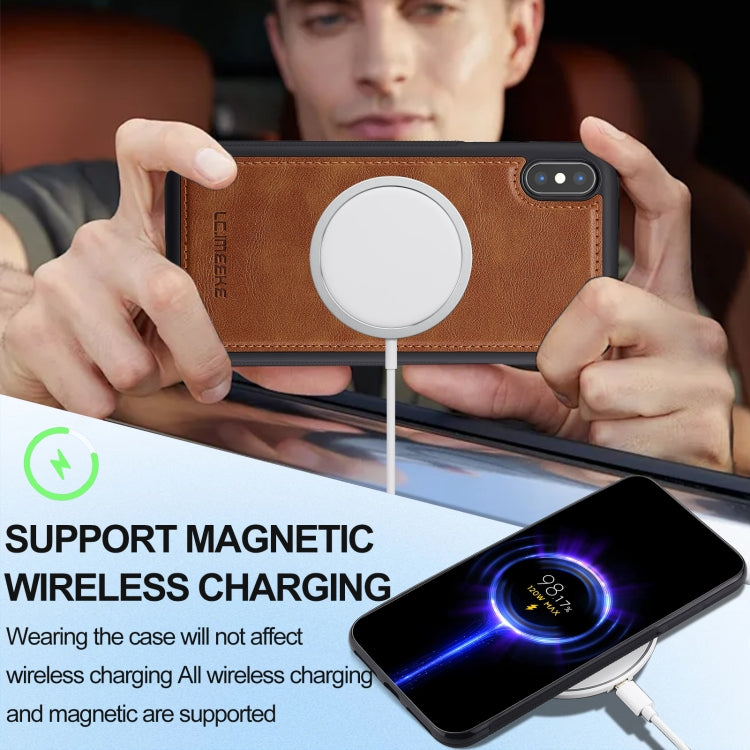For iPhone XR LC.IMEEKE Magsafe Phone Case(Brown)