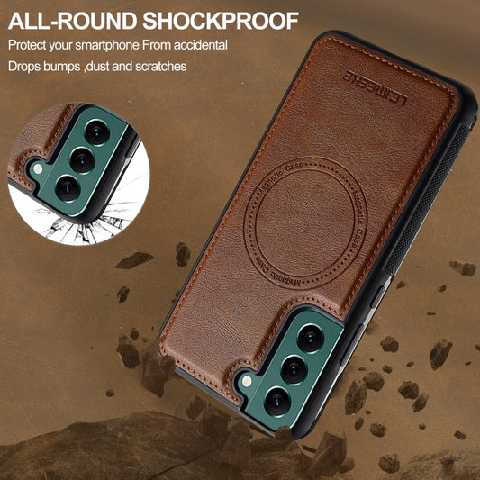 For Samsung Galaxy S22 5G LC.IMEEKE Magsafe Phone Case(Brown)