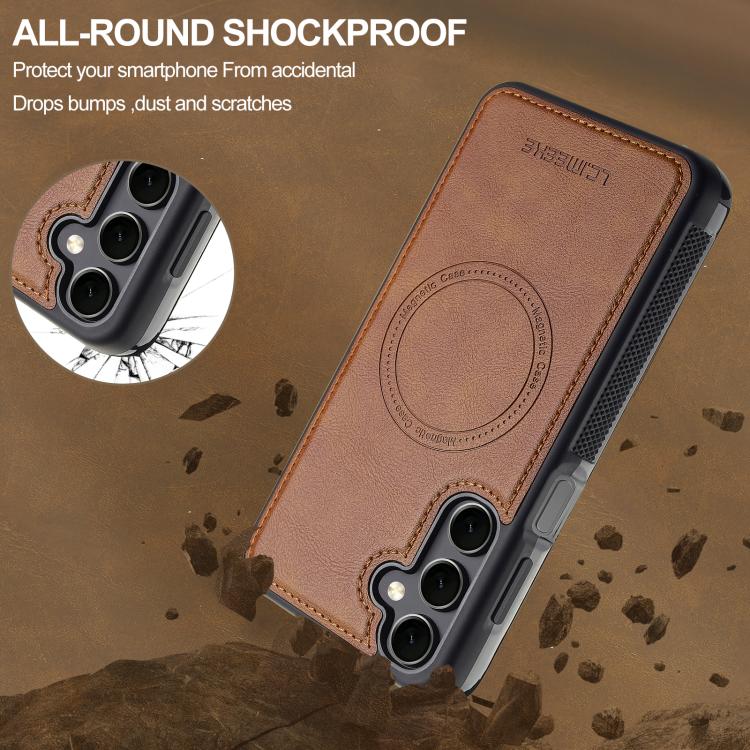 For Samsung Galaxy A56 5G LC.IMEEKE Magsafe Phone Case(Brown)