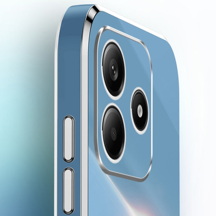 For Redmi Note 14 5G XINLI Straight 6D Plating Gold Edge TPU Shockproof Case with Ring Holder(Celestial Blue)