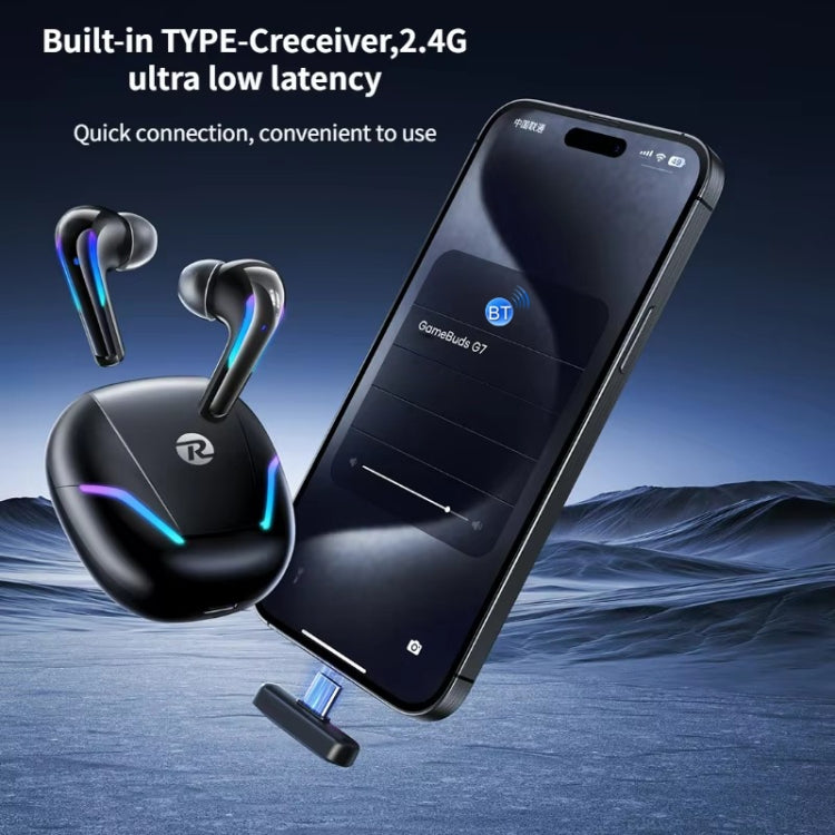 REMAX Gamebuds G7 2.4G Gaming TWS Stereo Wireless Bluetooth Earphones with Breathing Light(Black)
