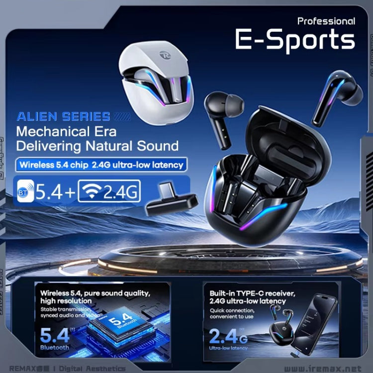 REMAX Gamebuds G7 2.4G Gaming TWS Stereo Wireless Bluetooth Earphones with Breathing Light(White)