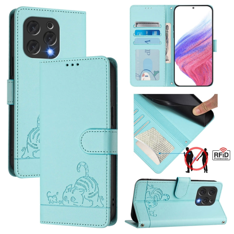 Cat Rat Embossed Pattern RFID Leather Phone Case with Lanyard, For Doogee Note 56 / Note 56 Pro, For Doogee N60 Pro, For Doogee Note 59 5G / Note 59 Pro, For Doogee N55 Plus