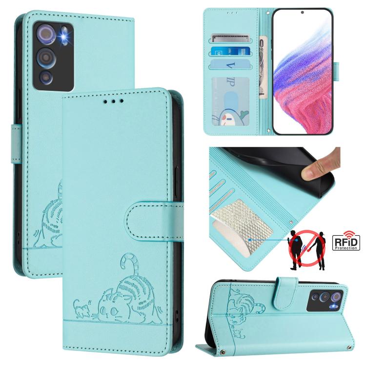 Cat Rat Embossed Pattern RFID Leather Phone Case with Lanyard, For Doogee Note 56 / Note 56 Pro, For Doogee N60 Pro, For Doogee Note 59 5G / Note 59 Pro, For Doogee N55 Plus