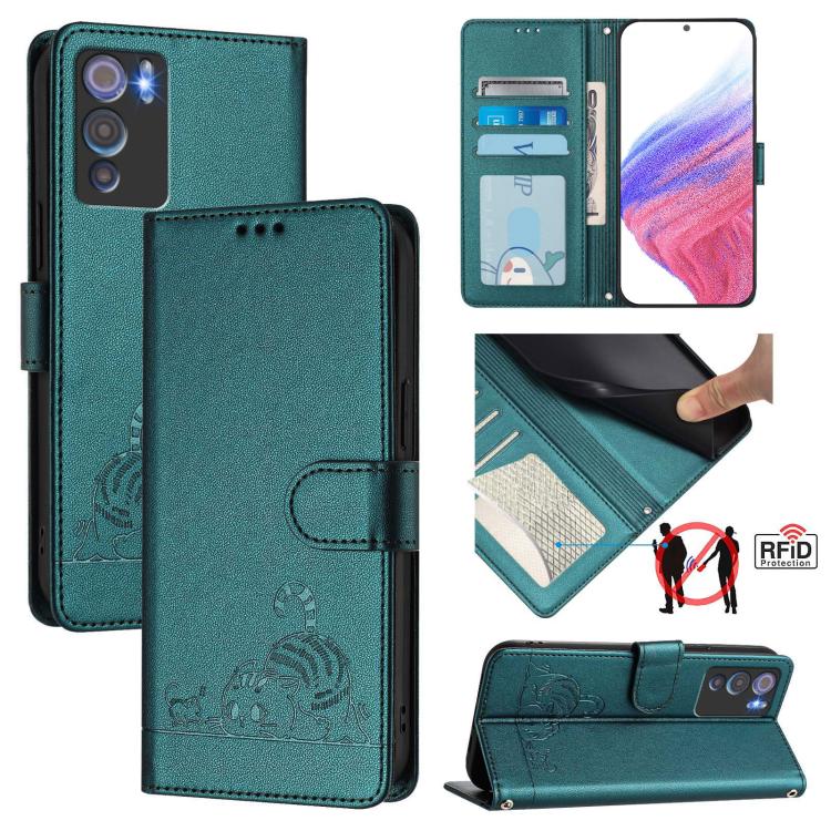 Cat Rat Embossed Pattern RFID Leather Phone Case with Lanyard, For Doogee Note 56 / Note 56 Pro, For Doogee N60 Pro, For Doogee Note 59 5G / Note 59 Pro, For Doogee N55 Plus