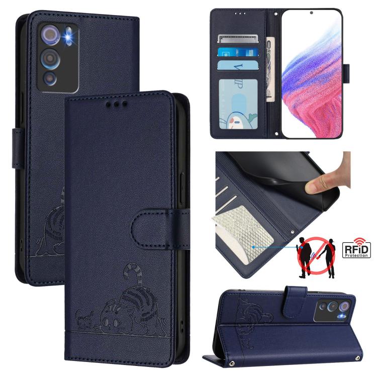 Cat Rat Embossed Pattern RFID Leather Phone Case with Lanyard, For Doogee Note 56 / Note 56 Pro, For Doogee N60 Pro, For Doogee Note 59 5G / Note 59 Pro, For Doogee N55 Plus