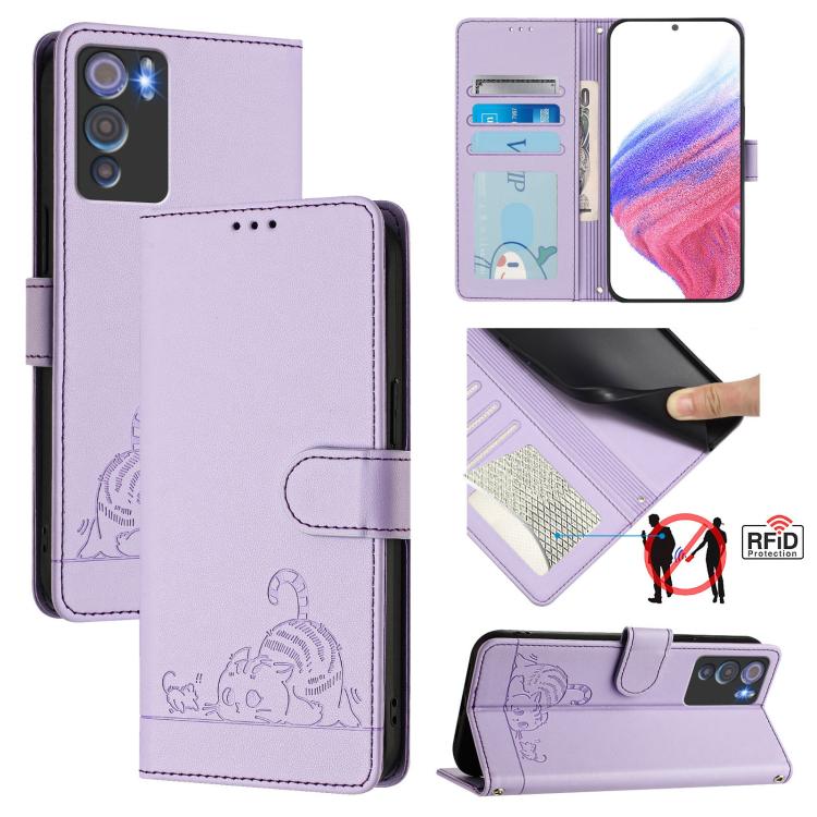 Cat Rat Embossed Pattern RFID Leather Phone Case with Lanyard, For Doogee Note 56 / Note 56 Pro, For Doogee N60 Pro, For Doogee Note 59 5G / Note 59 Pro, For Doogee N55 Plus