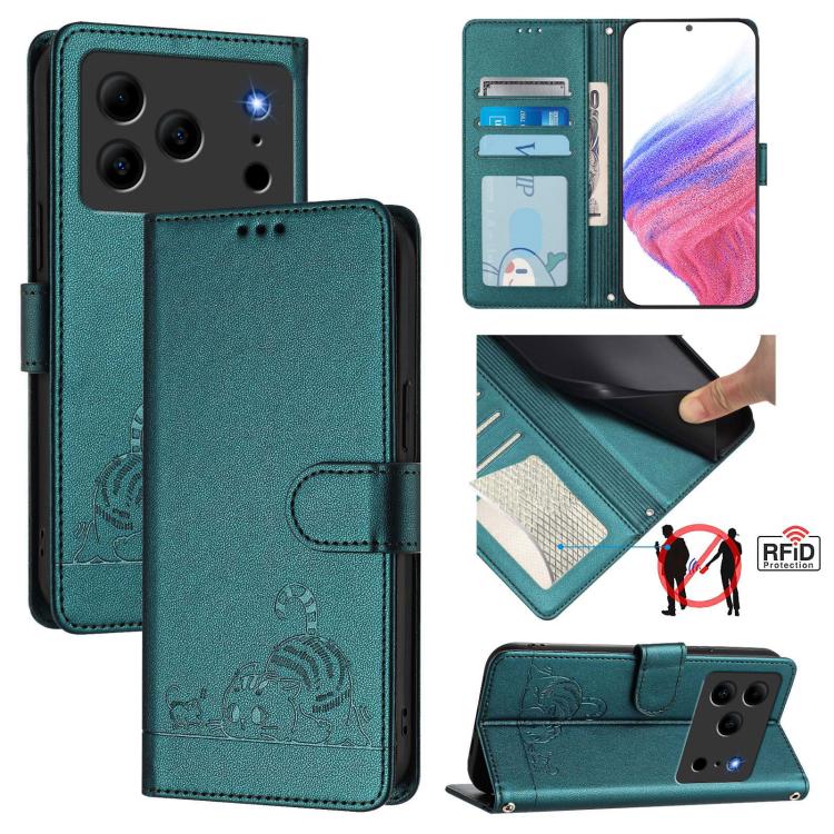 Cat Rat Embossed Pattern RFID Leather Phone Case with Lanyard, For Doogee Note 56 / Note 56 Pro, For Doogee N60 Pro, For Doogee Note 59 5G / Note 59 Pro, For Doogee N55 Plus
