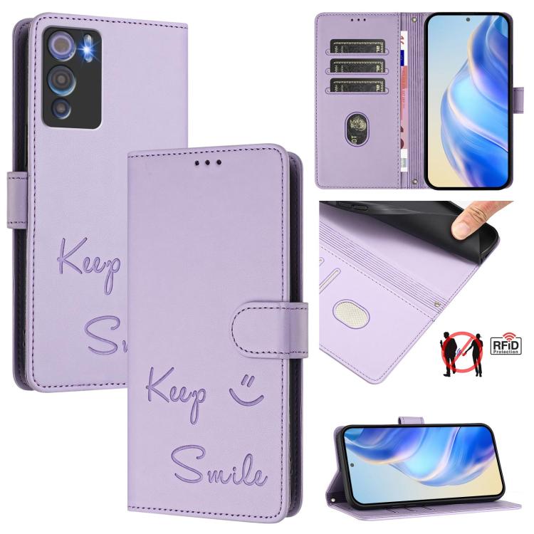 Smile Embossing RFID Leather Phone Case, For Doogee Note 56 / Note 56 Pro, For Doogee N60 Pro, For Doogee Note 59 / Note 59 Pro, For Doogee N55 Plus
