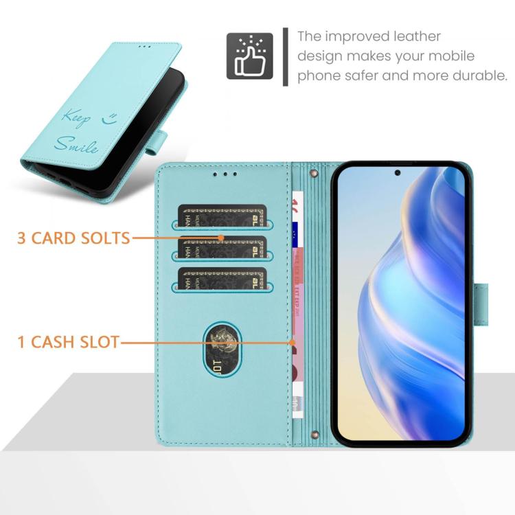 Smile Embossing RFID Leather Phone Case, For Doogee Note 56 / Note 56 Pro, For Doogee N60 Pro, For Doogee Note 59 / Note 59 Pro, For Doogee N55 Plus