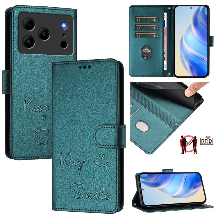 Smile Embossing RFID Leather Phone Case, For Doogee Note 56 / Note 56 Pro, For Doogee N60 Pro, For Doogee Note 59 / Note 59 Pro, For Doogee N55 Plus