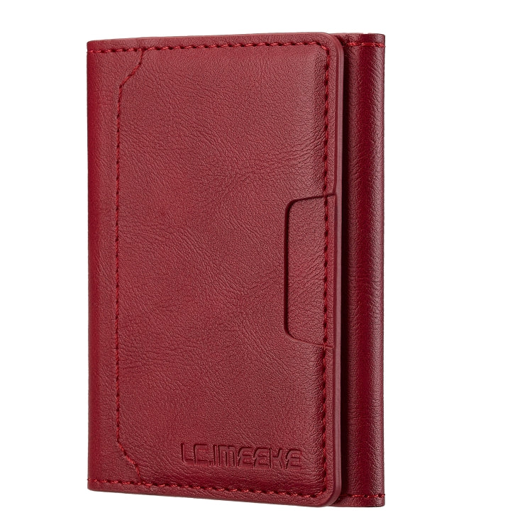 LC.IMEEKE 5-Cards MagSafe RFID Leather Card Bag(Red)