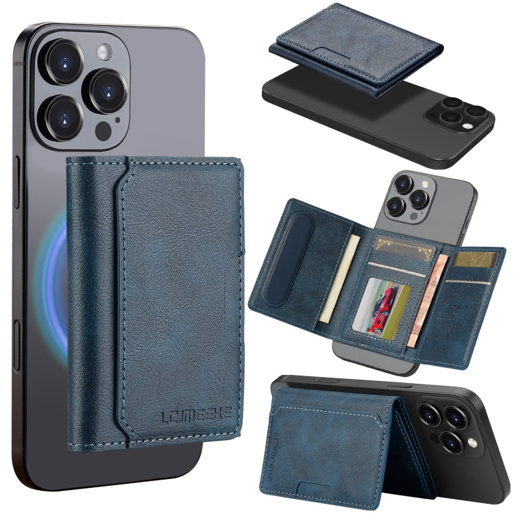 LC.IMEEKE 5-Cards MagSafe RFID Leather Card Bag(Blue)
