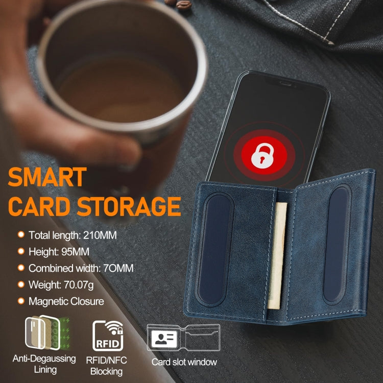 LC.IMEEKE 5-Cards MagSafe RFID Leather Card Bag(Blue)