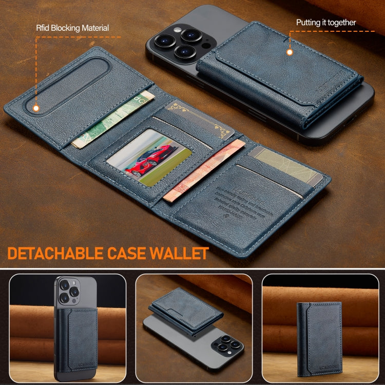 LC.IMEEKE 5-Cards MagSafe RFID Leather Card Bag(Blue)