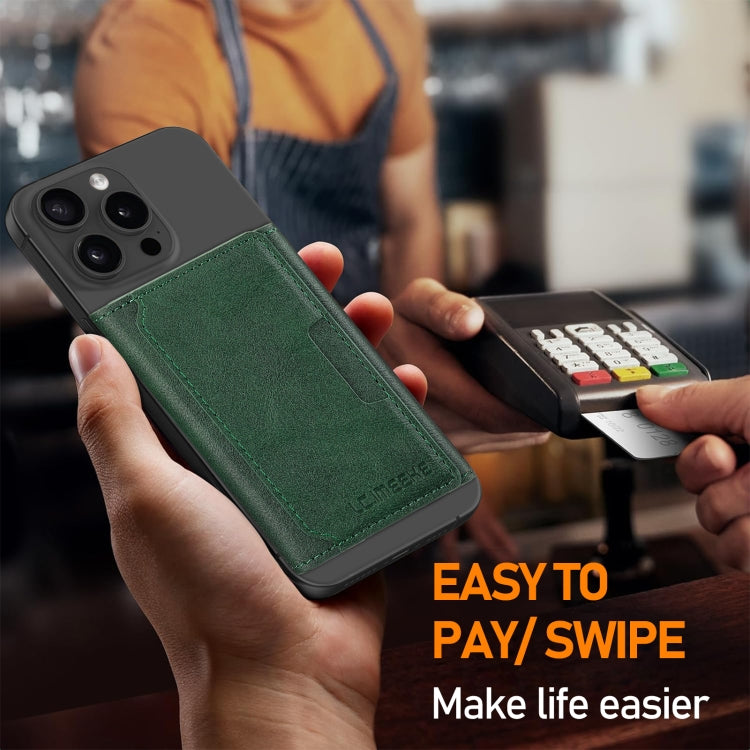 LC.IMEEKE 5-Cards MagSafe RFID Leather Card Bag(Green)