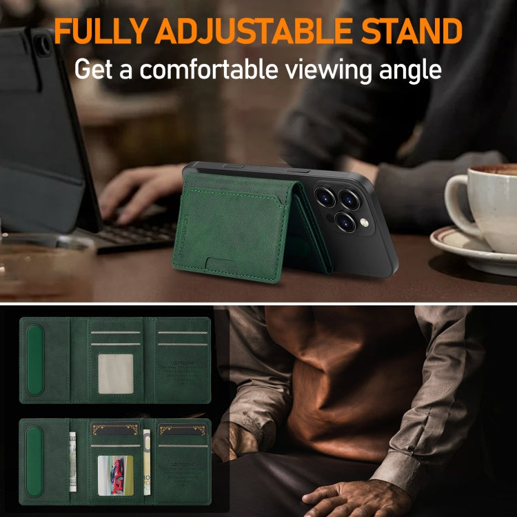 LC.IMEEKE 5-Cards MagSafe RFID Leather Card Bag(Green)