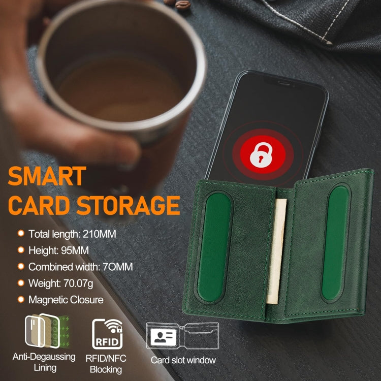LC.IMEEKE 5-Cards MagSafe RFID Leather Card Bag(Green)