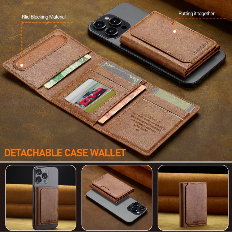 LC.IMEEKE 5-Cards MagSafe RFID Leather Card Bag(Brown)