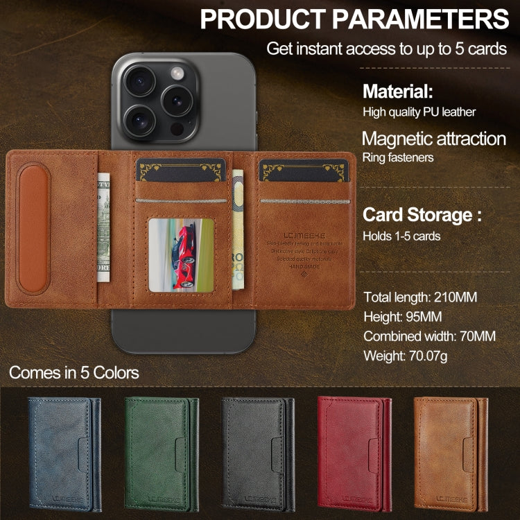 LC.IMEEKE 5-Cards MagSafe RFID Leather Card Bag(Brown)
