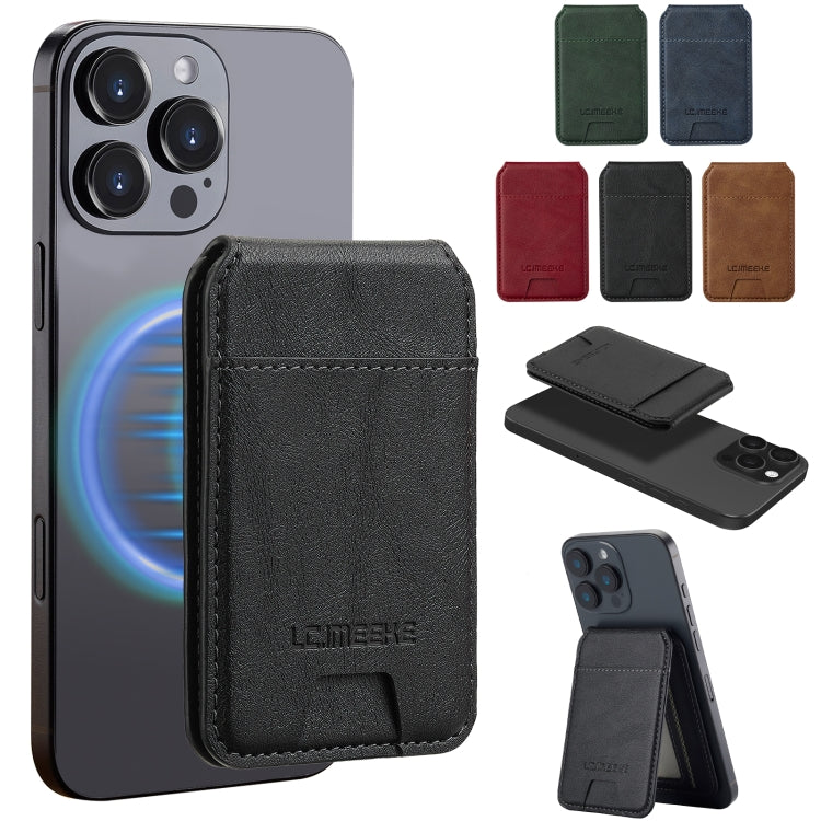 LC.IMEEKE 3-Cards MagSafe RFID Leather Card Bag(Black)