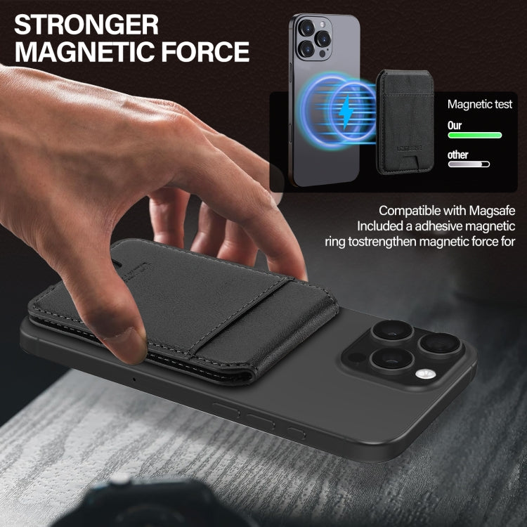 LC.IMEEKE 3-Cards MagSafe RFID Leather Card Bag(Black)