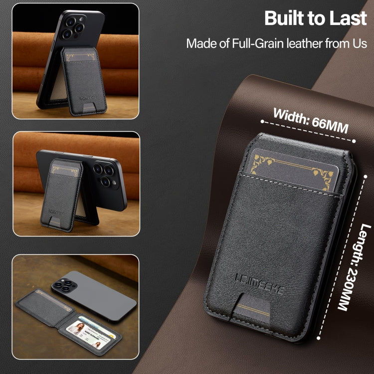 LC.IMEEKE 3-Cards MagSafe RFID Leather Card Bag(Black)